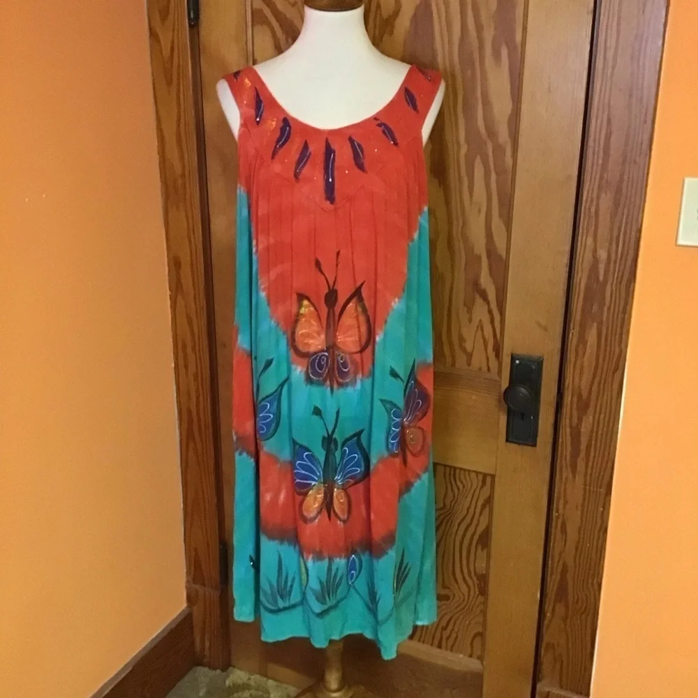 Vintage 90s butterfly mumu dress - Picture 4 of 8